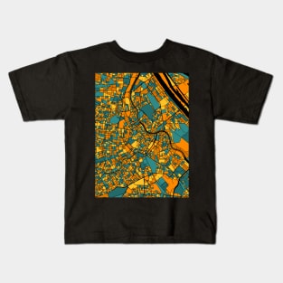 Vienna Map Pattern in Orange & Teal Kids T-Shirt